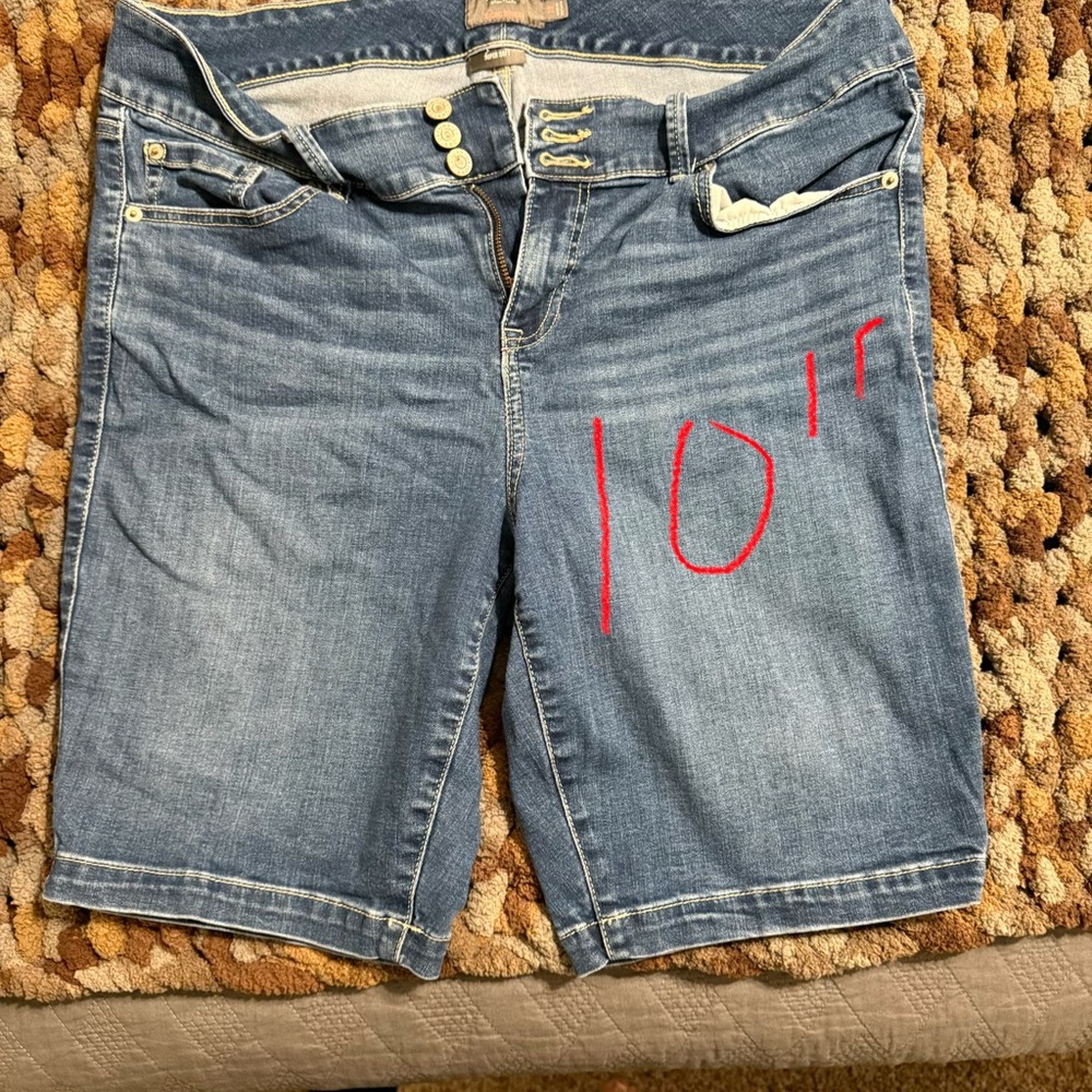 Torrid “Super Soft” denim shorts.